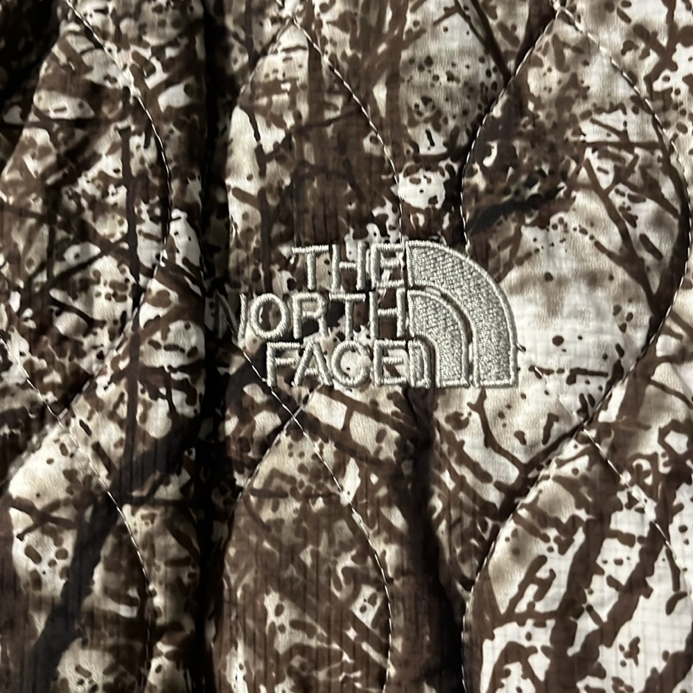 The North Face White Bomber Jacket with Brown Tree Print - Picture 2 of 6